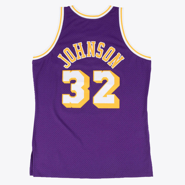 Los Angeles Lakers Magic Johnson 1984-85 Hardwood Classics Road Swingman Jersey By Mitchell & Ness - Purple -