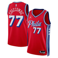 Philadelphia 76ers Jordan Brand Statement Edition Swingman Jersey - Red - VJ Edgecombe