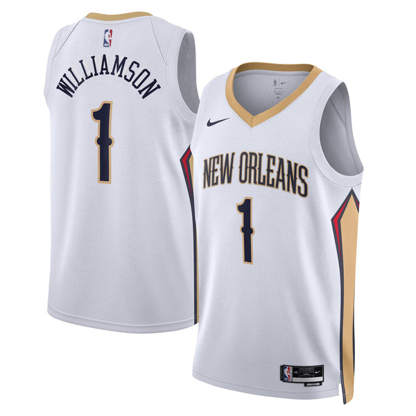 New Orleans Pelicans Nike Association Edition Swingman Jersey - White - Zion Williamson
