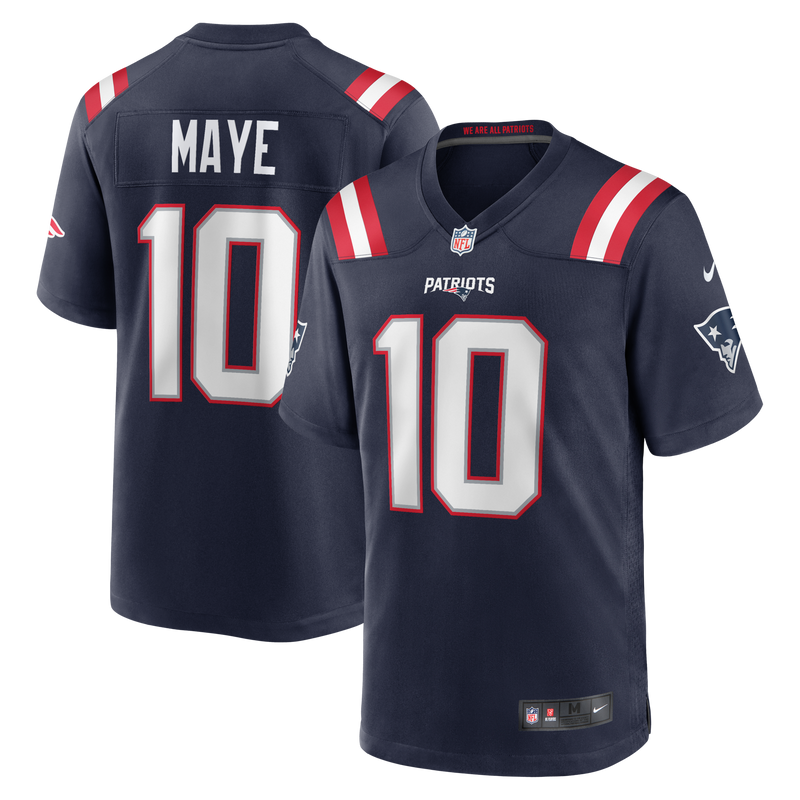 New England Patriots Drake Maye Nike Navy Player Game Jersey