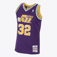 Utah Jazz Karl Malone 1991 Hardwood Classics Road Swingman Jersey by Mitchell & Ness - Purple -