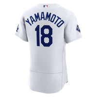 Los Angeles Dodgers Yoshinobu Yamamoto Nike White Home Authentic Sponsor Patch Jersey