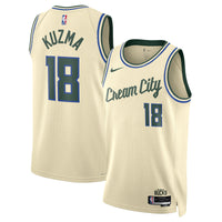 Milwaukee Bucks Nike 2025/26 City Edition Swingman Jersey - Cream - Kyle Kuzma