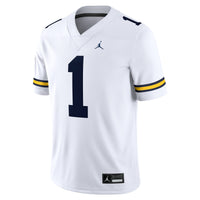 Jordan Brand #1 White Michigan Wolverines Game Jersey