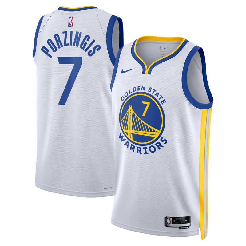 Golden State Warriors Nike Association Edition Swingman Jersey - White - Kristaps Porzi??is