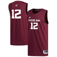 adidas #12 Maroon Texas A&M Aggies Replica Basketball Jersey