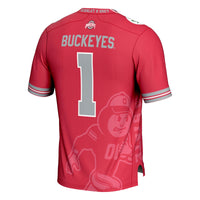 GameDay Greats #1 Scarlet Ohio State Buckeyes Icon Print Football Fashion Jersey