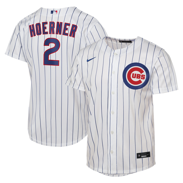 Male Chicago Cubs Nico Hoerner Nike White Home Replica Jersey