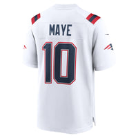 New England Patriots Drake Maye Nike White Player Game Jersey