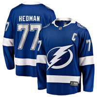 Tampa Bay Lightning Victor Hedman Fanatics Blue Home Captain Patch Breakaway Jersey