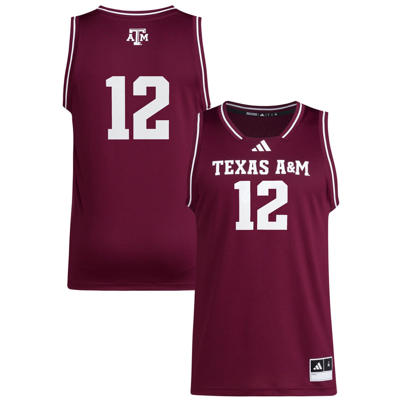 adidas #12 Maroon Texas A&M Aggies Replica Swingman Jersey