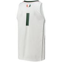 adidas #1 White Miami Hurricanes Team Swingman Basketball Jersey