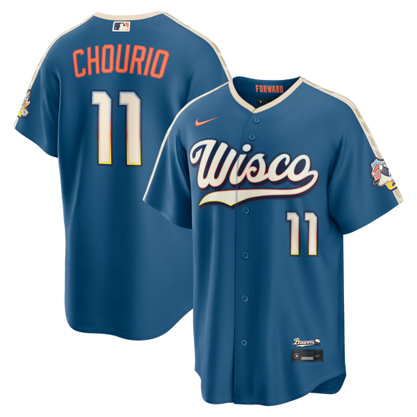Milwaukee Brewers Jackson Chourio Nike Mineral Blue 2026 City Connect Stadium Jersey