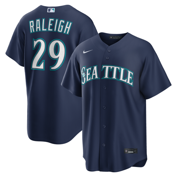 Seattle Mariners Cal Raleigh Nike Navy Road Replica Jersey