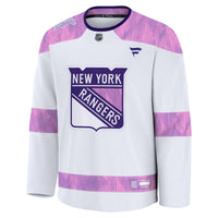 New York Rangers Fanatics White Hockey Fights Cancer Survivor Practice Jersey