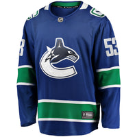 Vancouver Canucks Teddy Blueger Fanatics Blue Home Breakaway Jersey