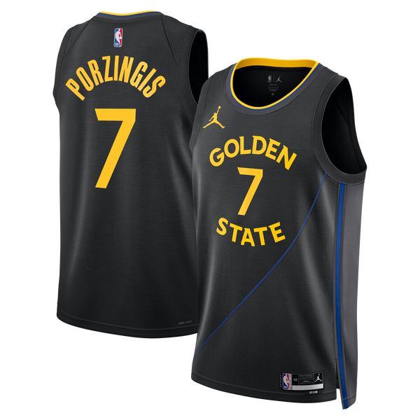 Golden State Warriors Jordan Brand 2024/25 Statement Edition Swingman Jersey - Black - Kristaps Porzi??is