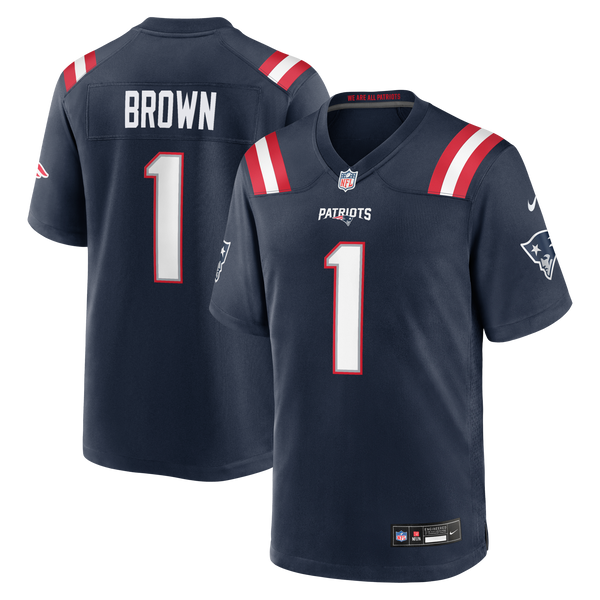 New England Patriots A.J. Brown Nike Navy Team Game Jersey