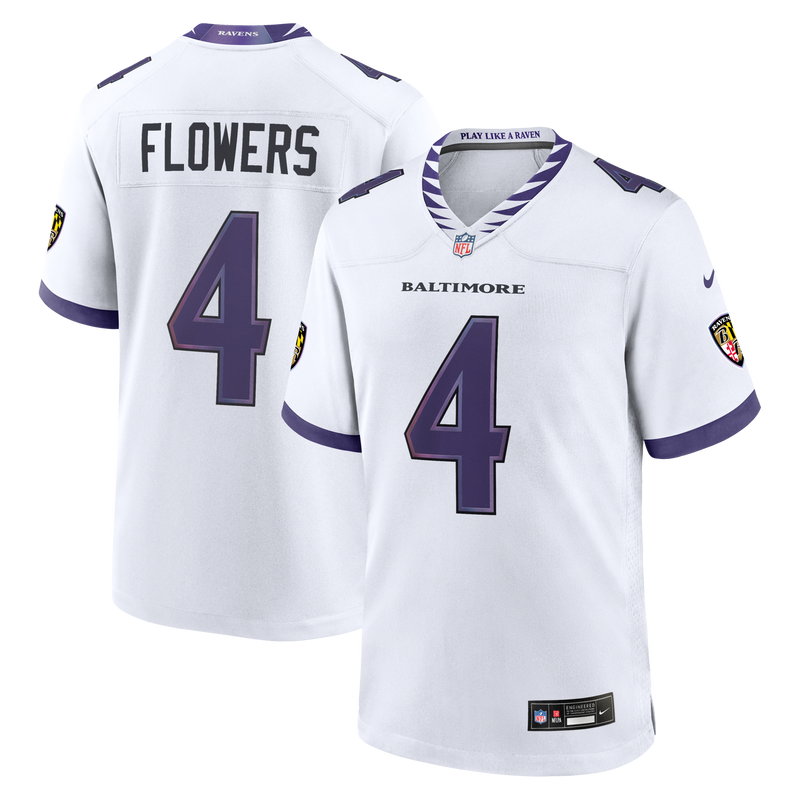 Baltimore Ravens Zay Flowers Nike White Game Jersey