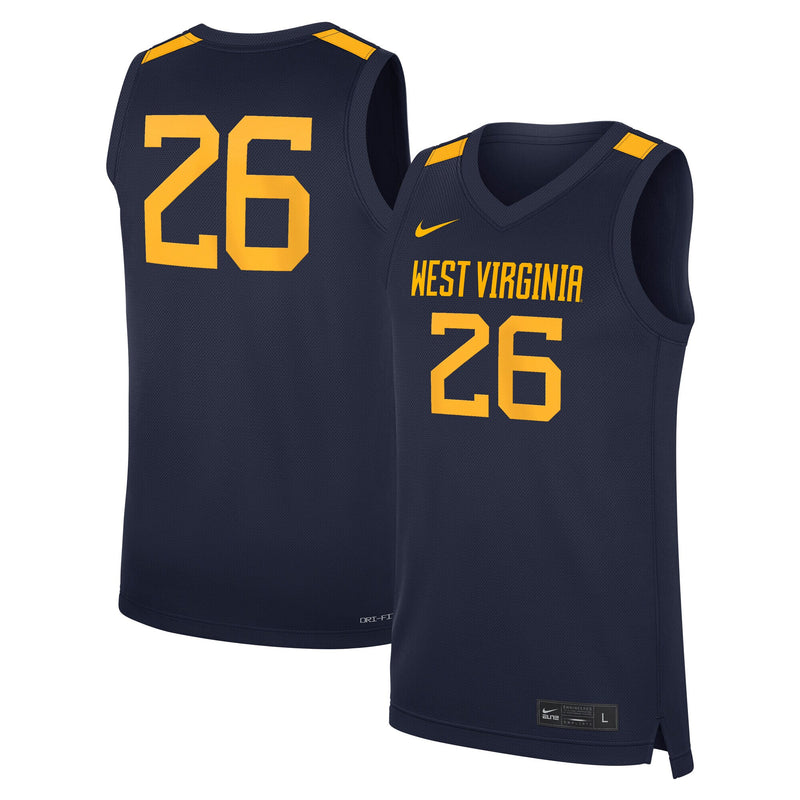 Nike #26 Navy West Virginia Mountaineers Road Replica Basketball Jersey