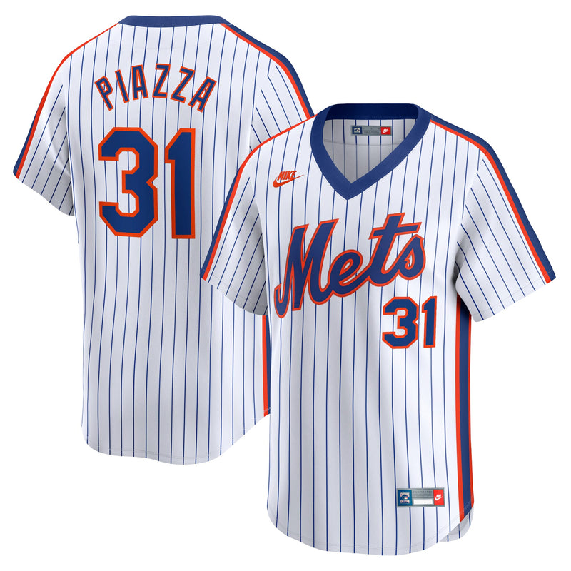 New York Mets Mike Piazza Nike White Throwback Cooperstown Limited Jersey