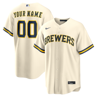 Milwaukee Brewers Nike Cream Home Replica Custom Jersey