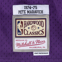 New Orleans Jazz Mitchell & Ness Pete Maravich 1974 Swingman Road Authentic Jersey - Purple