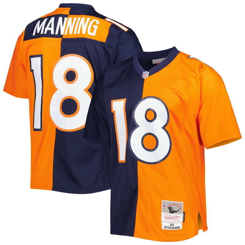 Denver Broncos Peyton Manning Mitchell & Ness Navy/Orange 2015 Split Legacy Replica Jersey
