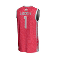 GameDay Greats #1 Scarlet Ohio State Buckeyes Lightweight Highlight Print Basketball Jersey