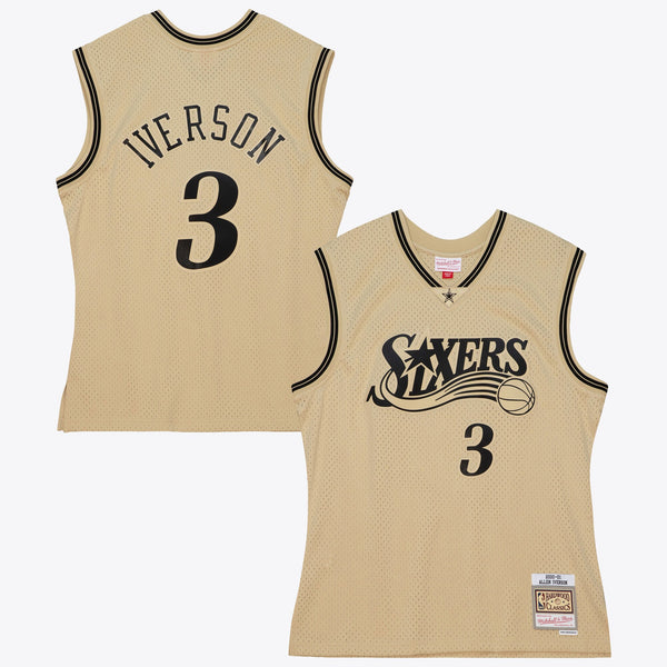 Philadelphia 76ers Mitchell & Ness Allen Iverson 2000 Swingman Jersey - Khaki