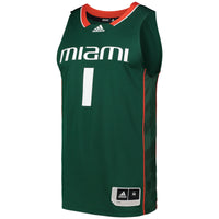 adidas #1 Green Miami Hurricanes Swingman Basketball Jersey