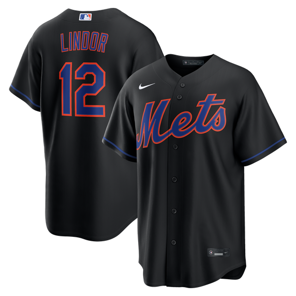 New York Mets Francisco Lindor Nike Black Alternate Replica Jersey