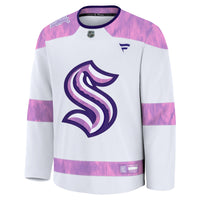 Seattle Kraken Fanatics White 2024 Hockey Fights Cancer Practice Jersey